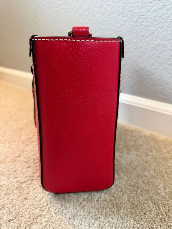 Kate Spade New York Red Leather Top-Handle Satchel Bag or Crossbody Bag - Picture 7 of 12